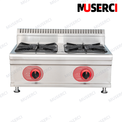 ซื้อ (GB-2T) เตาแก๊สสแตนเลส 2 หัวเตาเชิงพาณิชย์สำหรับร้านอาหาร CE การผลิตออนไลน์